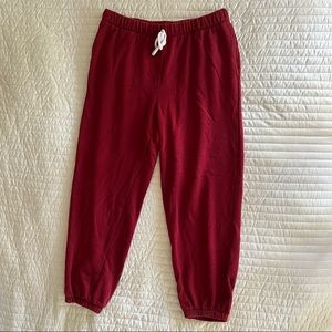 Red sweatpants